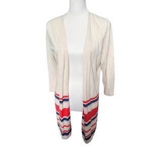 Christopher and Banks Cardigan Petite Medium Tan Blue